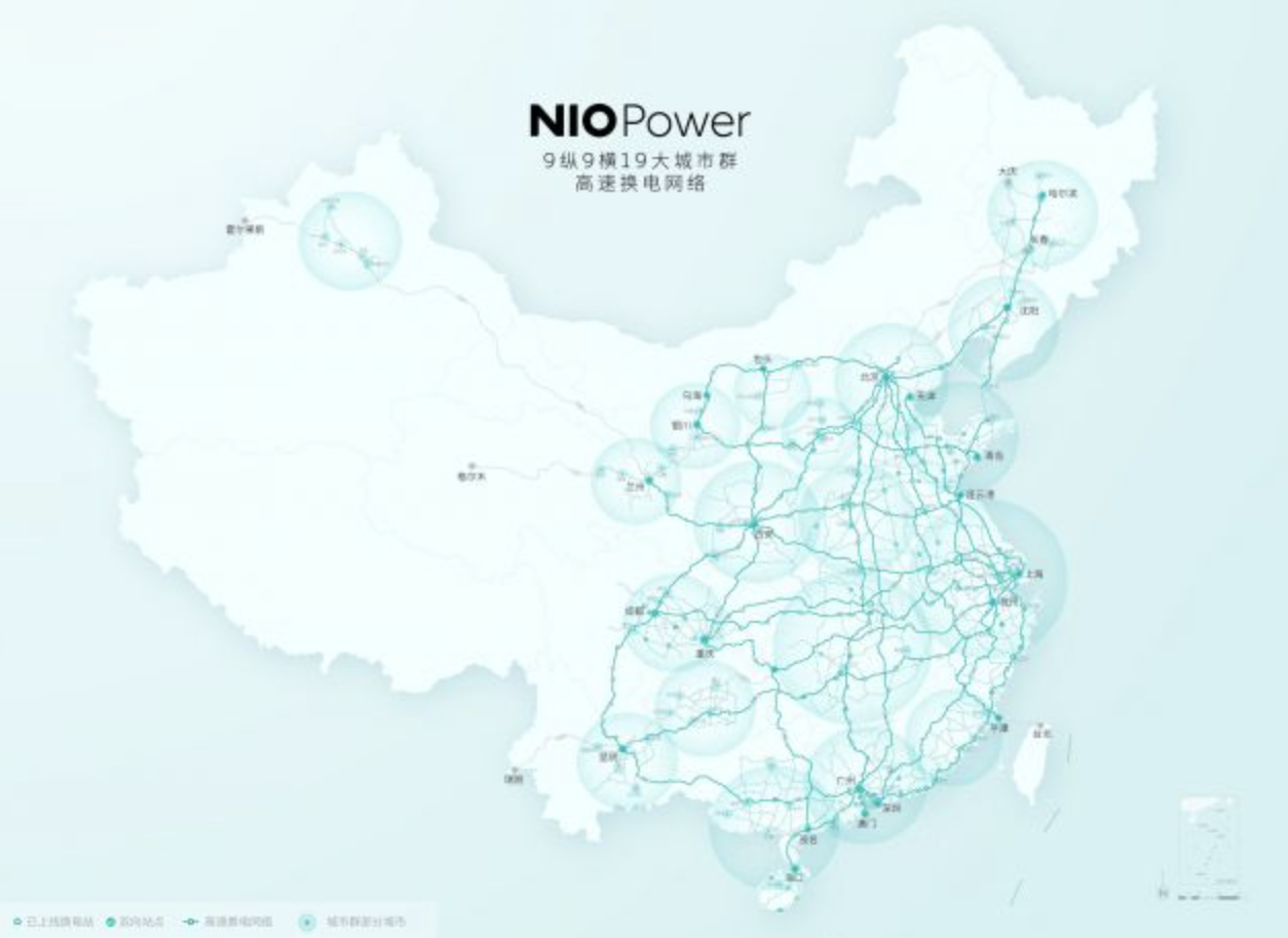 蔚來計劃2025年建成九縱九橫高速換電網(wǎng)絡